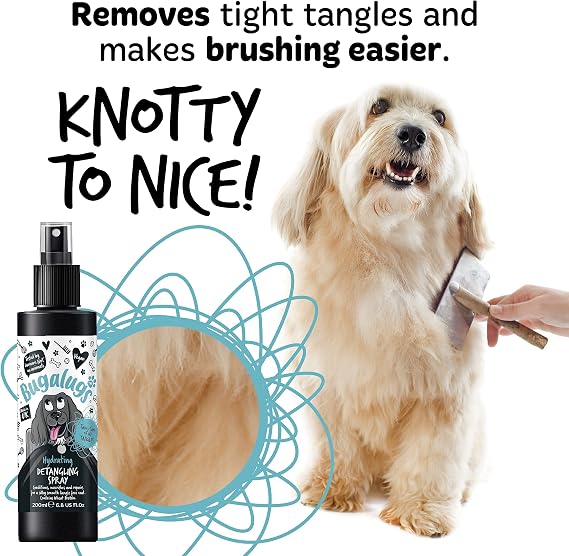 Bugalugs Dog Detangler Spray 200ml – Leave-In Conditioner for Knots & Tangles, Professional Grooming Formula