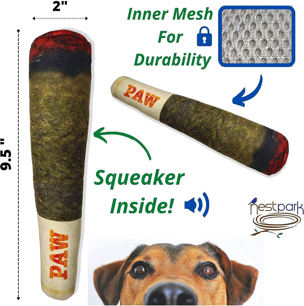 Nestpark Doggy Doobie Funny Plush Squeaky Dog Toy – Soft Stuffed Interactive Toy for Small, Medium & Large Dogs