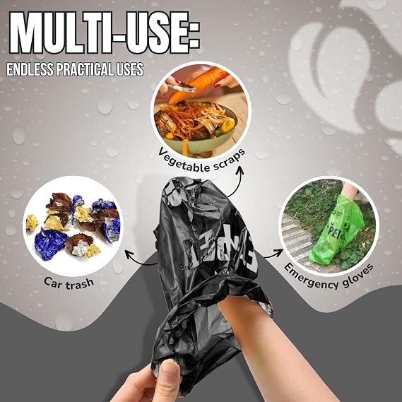 PET N PET Dog Poop Bags – Extra Thick & Leak-Proof Unscented Dog Waste Bags, Black
