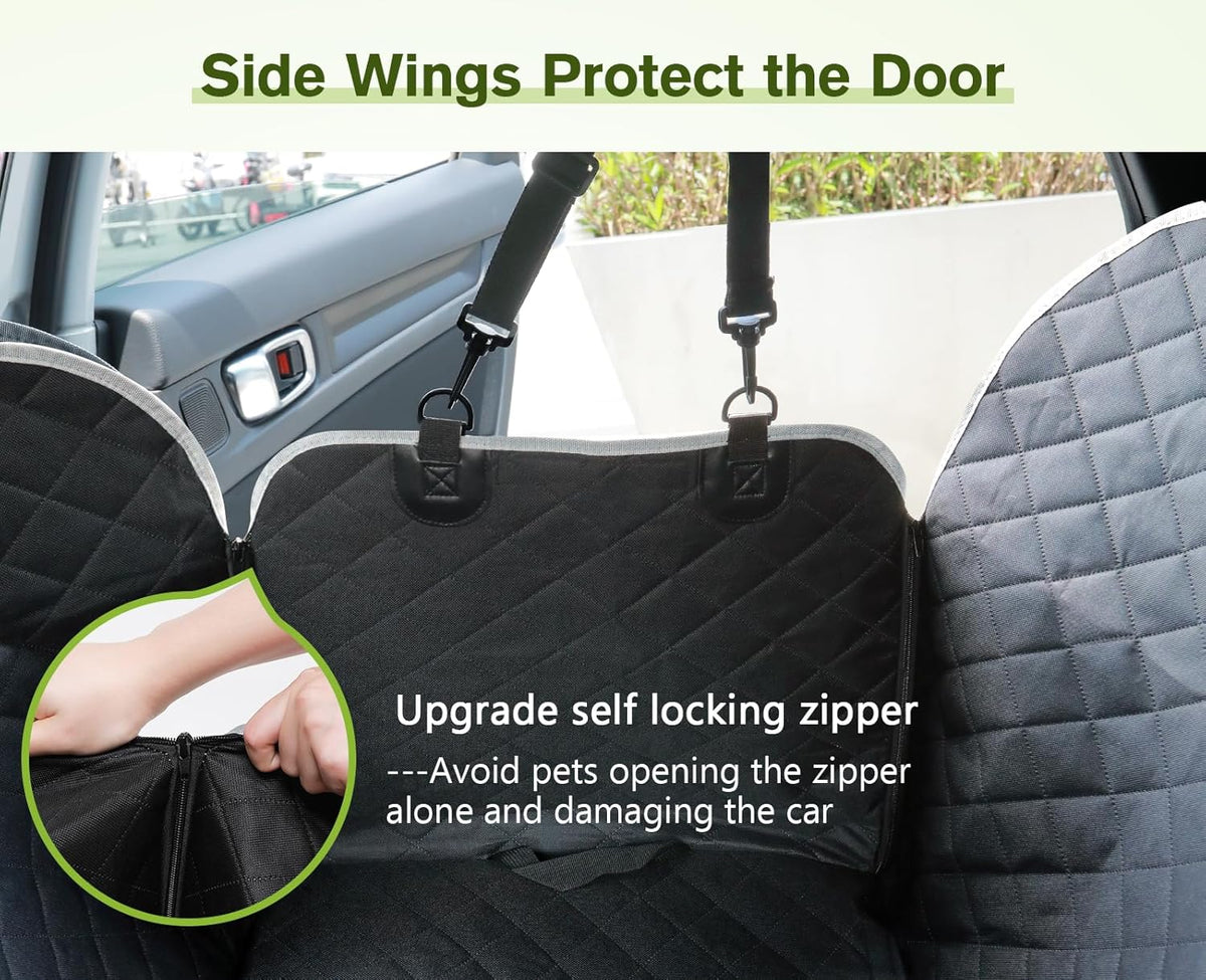 Pecute Dog Car Seat Cover – Waterproof Scratch-Resistant Back Seat Protector with Viewing Window, Side Flaps & Storage Bags, 146 x 136cm