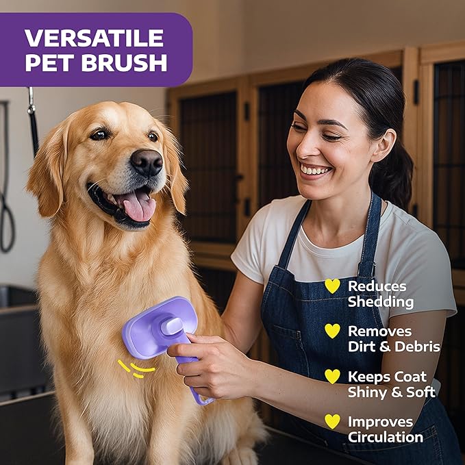 Hertzko Self-Cleaning Slicker Brush for Dogs & Cats – Pet Hair Remover & Grooming Brush for Short & Long Hair