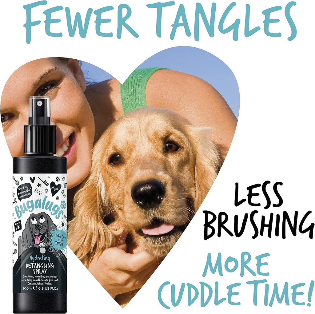 Bugalugs Dog Detangler Spray 200ml – Leave-In Conditioner for Knots & Tangles, Professional Grooming Formula