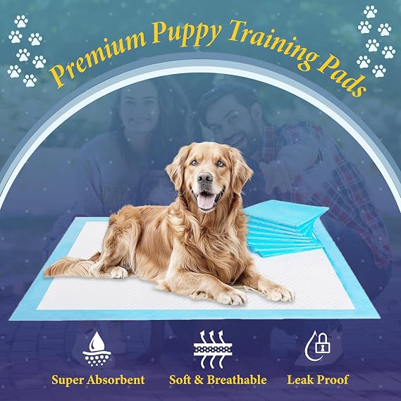 Puppy Training Pads 100 Pack – Large 60 x 60cm Dog Pee Pads, Super Absorbent & Leakproof