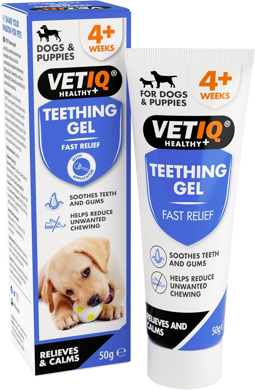VETIQ Fast Pain Relief Teething Gel for Dogs & Puppies – Helps Relieve Teething Irritation & Unwanted Chewing, 50g