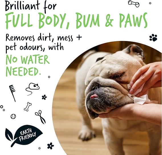 BUGALUGS Dog Wipes – Plastic-Free Biodegradable Pet Grooming Wipes, Fragrance-Free Sensitive Wipes for Dogs, Puppies & Cats, 110 Wipes