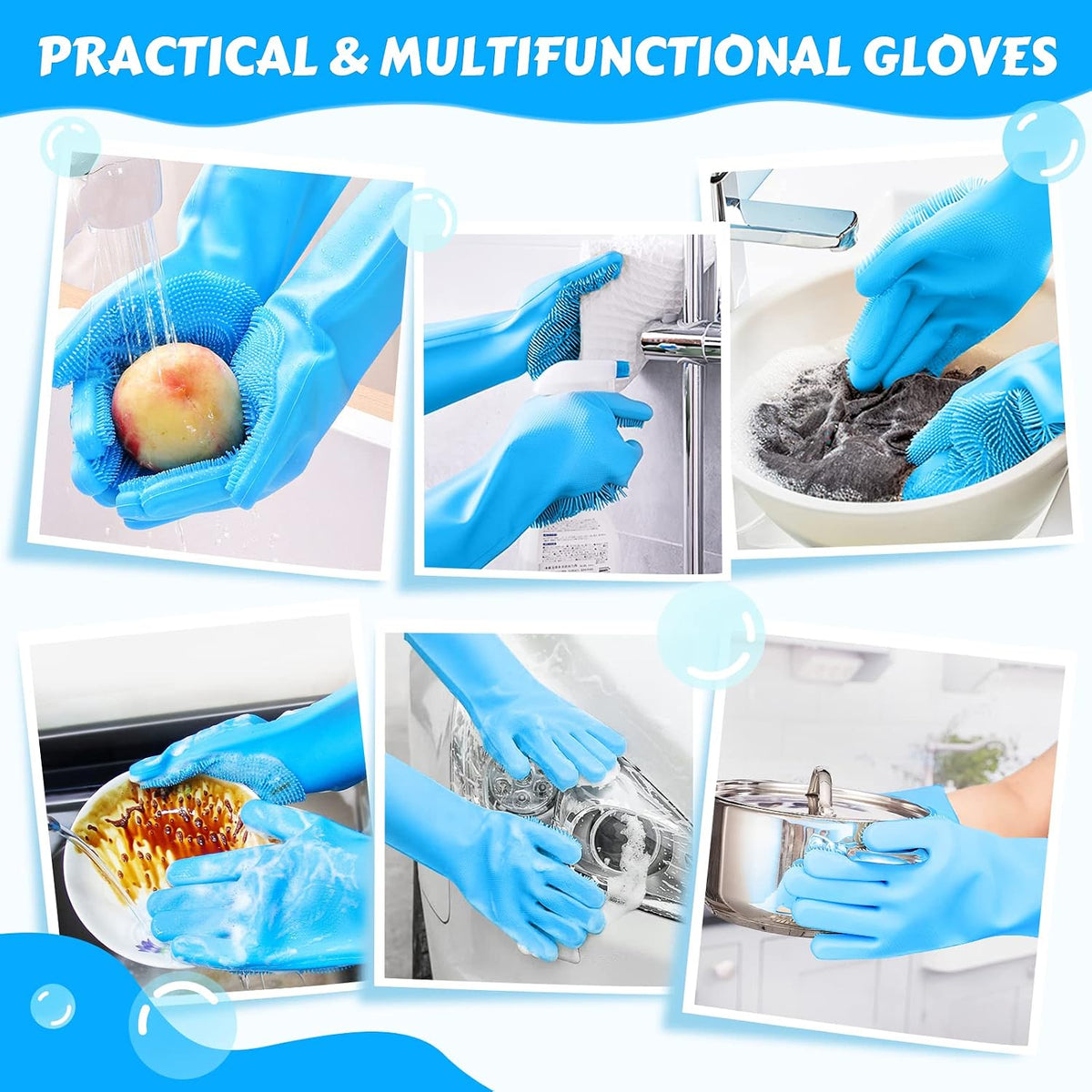 Pecute Silicone Pet Grooming Gloves – Bathing & Massage Brush for Dogs & Cats, Pet Hair Removal & Grooming Gloves