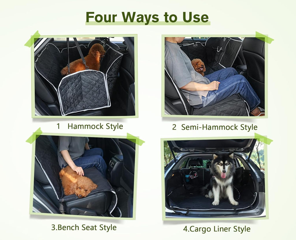 Dog Car Seat Cover, Car Seat Cover for Dogs with Viewing Window/Side Flaps/Storage Bags, Dog Hammock Scratch Proof Nonslip Back Seat Protector for Cars Trucks Suv(146X136Cm)