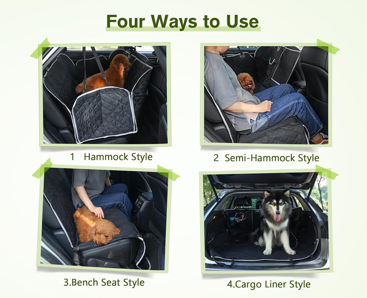 Dog Car Seat Cover, Car Seat Cover for Dogs with Viewing Window/Side Flaps/Storage Bags, Dog Hammock Scratch Proof Nonslip Back Seat Protector for Cars Trucks Suv(146X136Cm)