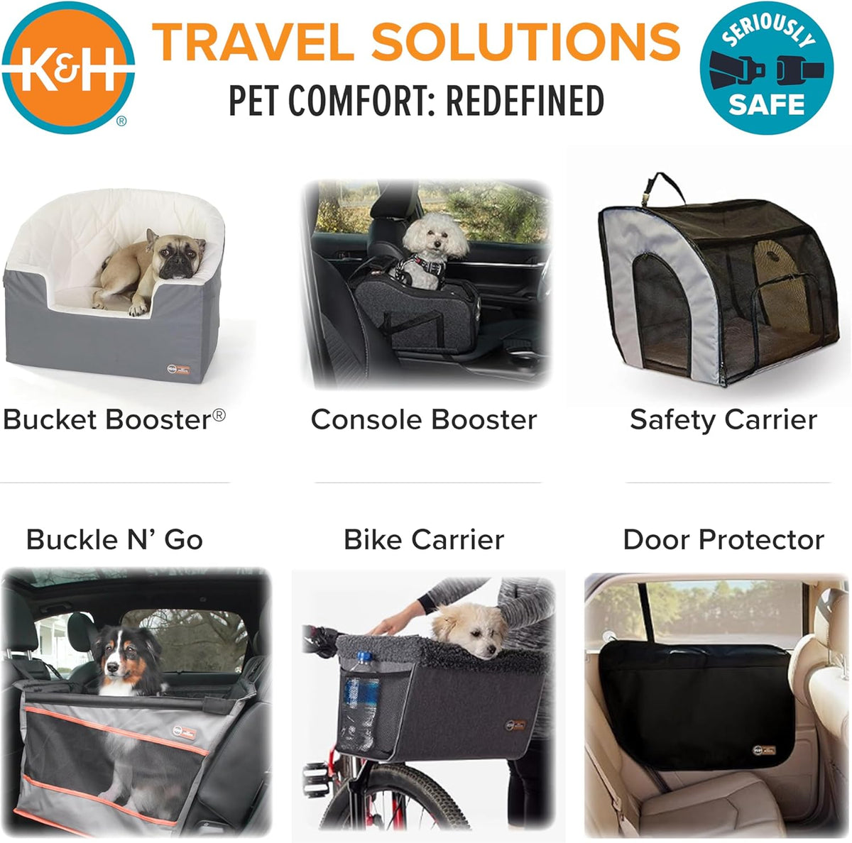Pet Products Travel Safety Carrier for Pets, Dog Crate for Car Travel, Soft-Sided Carrier for Cats and Small Dogs, Portable Car Seat Kennel, Gray/Black Small 17 X 16 X 15 Inches