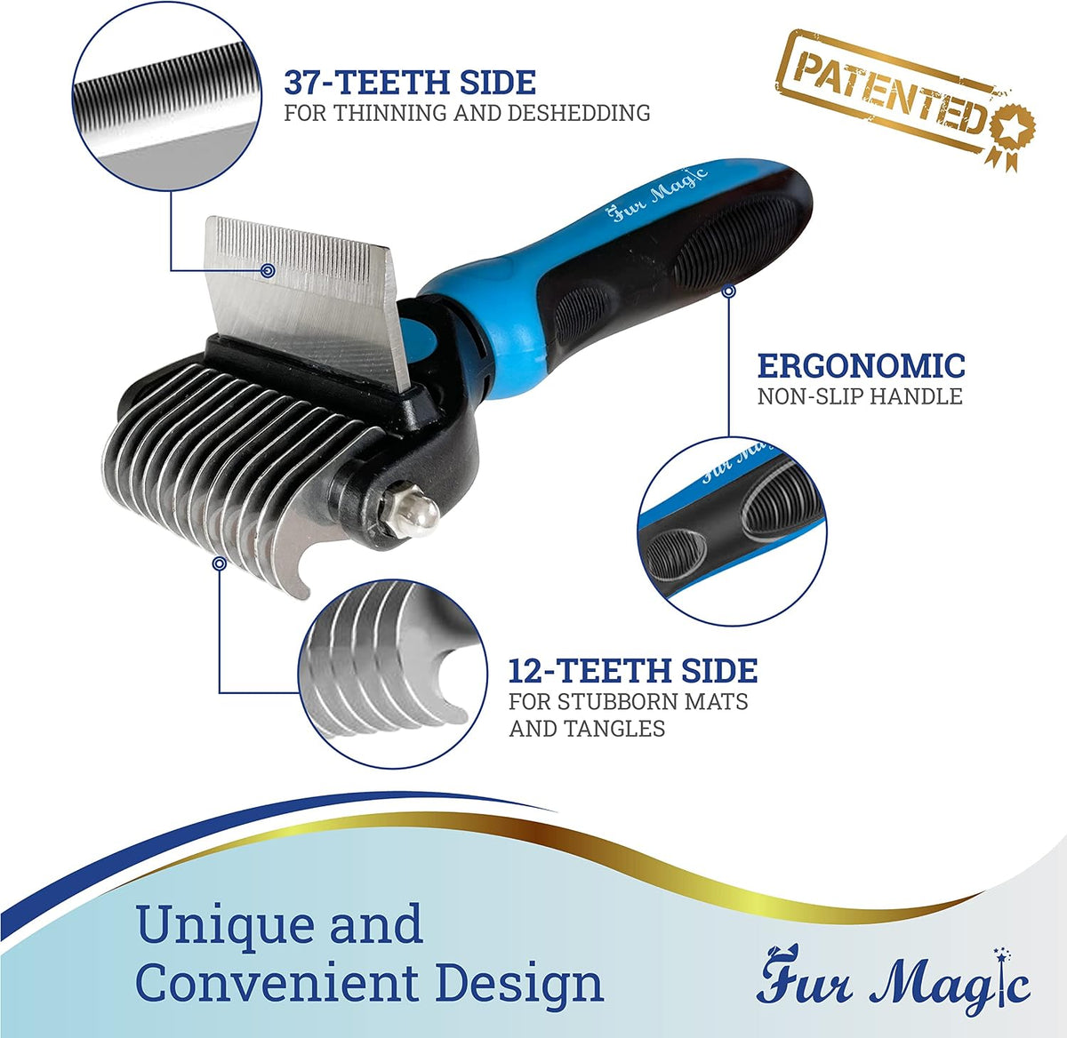 Deshedding & Dematting Tool, 2-In-1 Double-Sided Grooming Brush