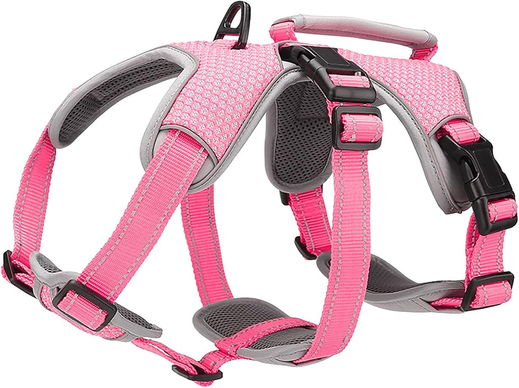 Multi-Use Support Dog Harness, Escape Proof No Pull Reflective Adjustable Vest with Durable Handle, Dog Walking Harness for Big/Active Dogs (Pink, M)