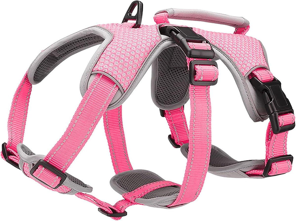 Multi-Use Support Dog Harness, Escape Proof No Pull Reflective Adjustable Vest with Durable Handle, Dog Walking Harness for Big/Active Dogs (Pink, M)