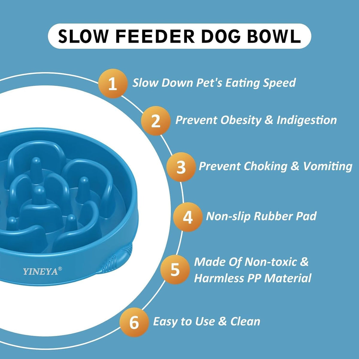 4 Cups Slow Feeder Dog Bowls Large Breed Anti-Choking Healthy Eating