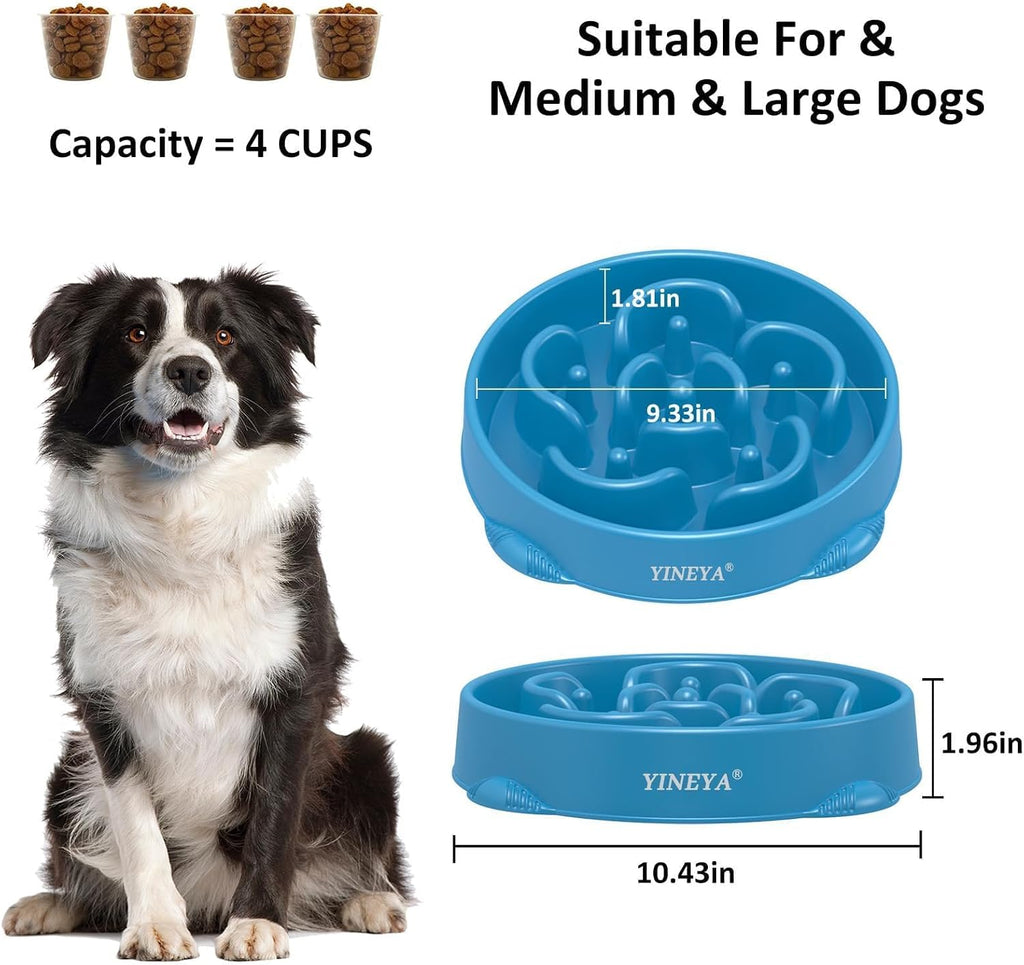 4 Cups Slow Feeder Dog Bowls Large Breed Anti-Choking Healthy Eating