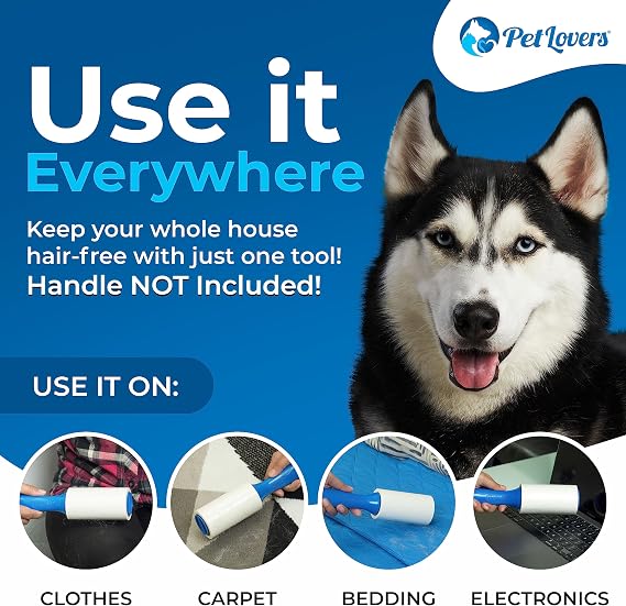 PetLovers Lint Roller Refills – Extra Sticky Pet Hair & Lint Remover Sheets, 540 Sheets, 6 Refills