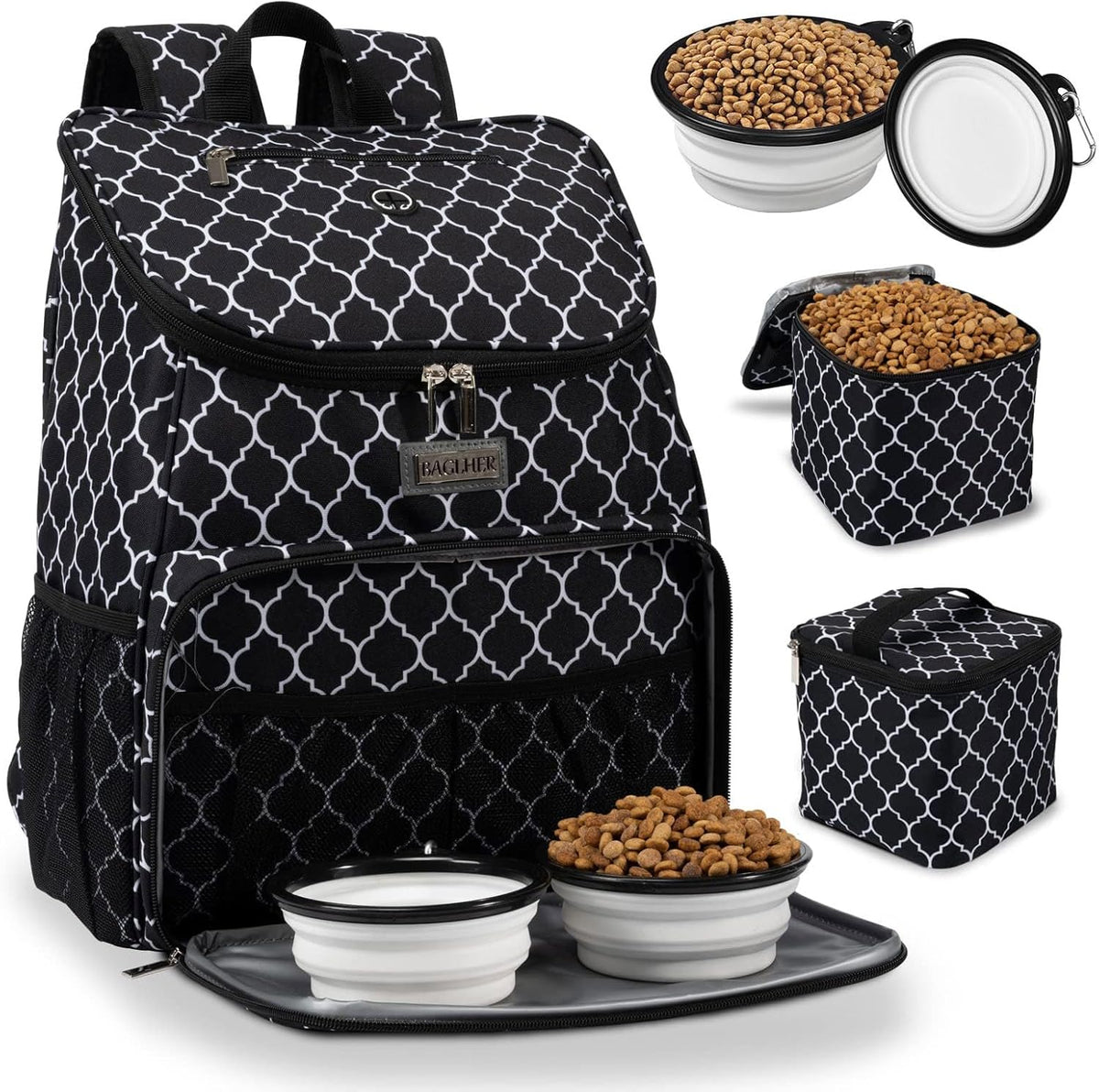丨Dog Travel Bag, Airline Approved Pet Supplies Backpack, Dog Travel Backpack with 2 Silicone Collapsible Bowls and 2 Food Baskets