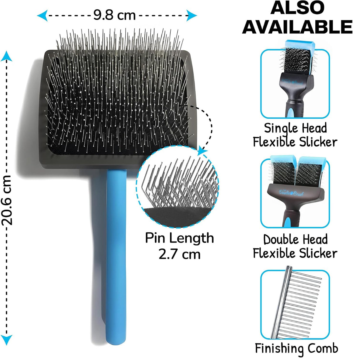 Slicker Dog Brush Curly Coat Detangler, Extra Long Pin