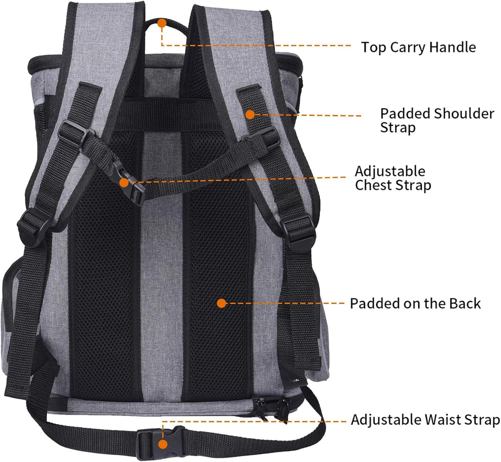 Cat Backpack Dog Backpack for Cats and Small Dogs 7 Kg, Foldable Pet Backpack with Inner Safety Lead and Shell Lightgrey