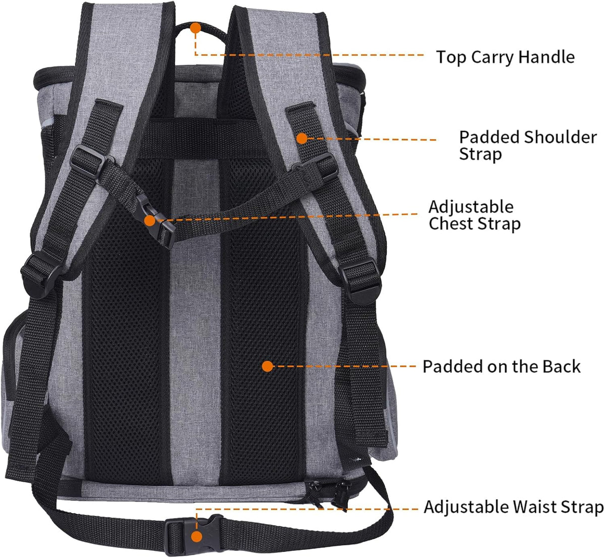 Cat Backpack Dog Backpack for Cats and Small Dogs 7 Kg, Foldable Pet Backpack with Inner Safety Lead and Shell Lightgrey