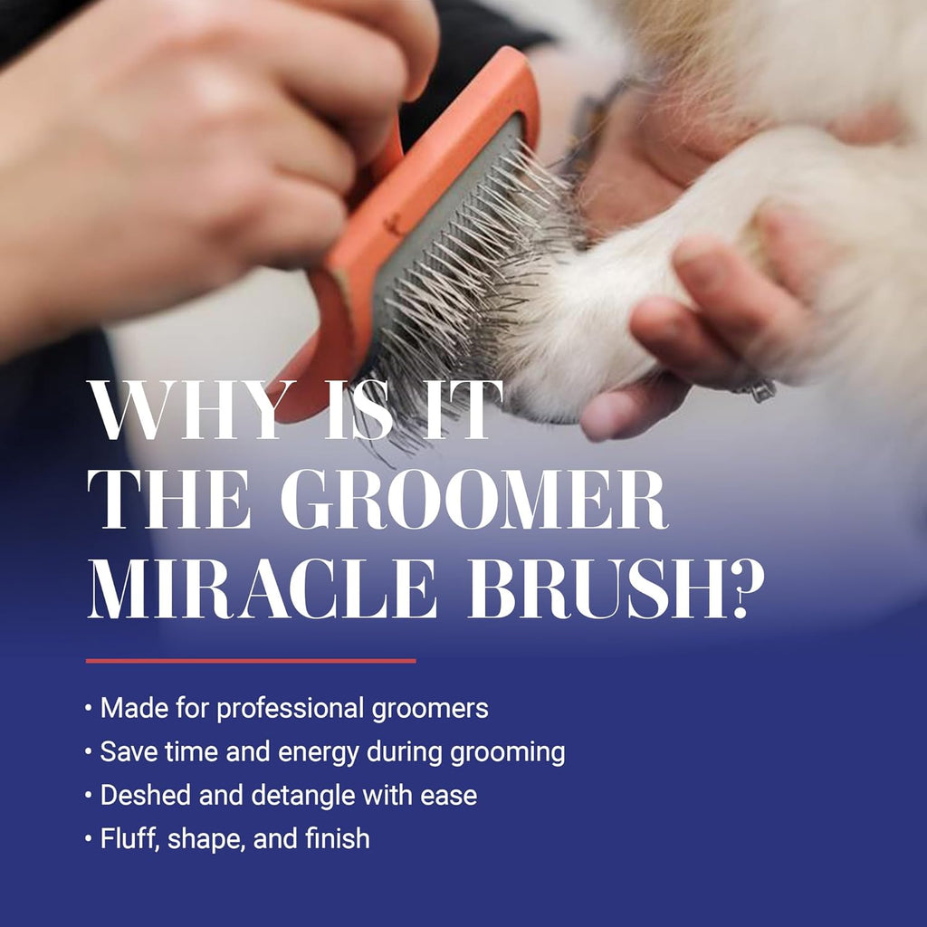 Big G Dog Slicker Brush - Professional Grooming Brush -Shedding Brush - Fluff Detangle Style Slicker Brush - Saves Time & Energy - Coral, Medium
