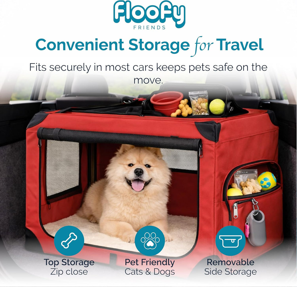 Soft-Sided Dog Travel Crate - Foldable, Breathable Pet Carrier for Small Dogs & Cats, Ideal for Car Travel & Home Use