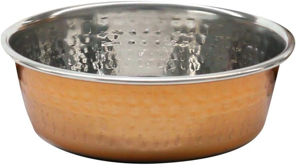 Large Hammered Copper Stainless Steel Dog Bowl 1900Ml – Non-Slip, Stylish & Modern Pet Feeding Bowl for Dogs, Durable & Easy to Clean