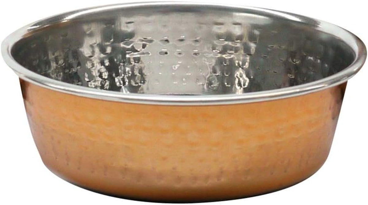 Large Hammered Copper Stainless Steel Dog Bowl 1900Ml – Non-Slip, Stylish & Modern Pet Feeding Bowl for Dogs, Durable & Easy to Clean