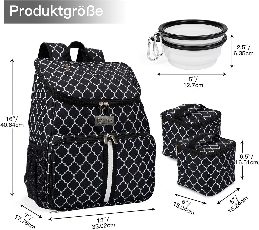 丨Dog Travel Bag, Airline Approved Pet Supplies Backpack, Dog Travel Backpack with 2 Silicone Collapsible Bowls and 2 Food Baskets