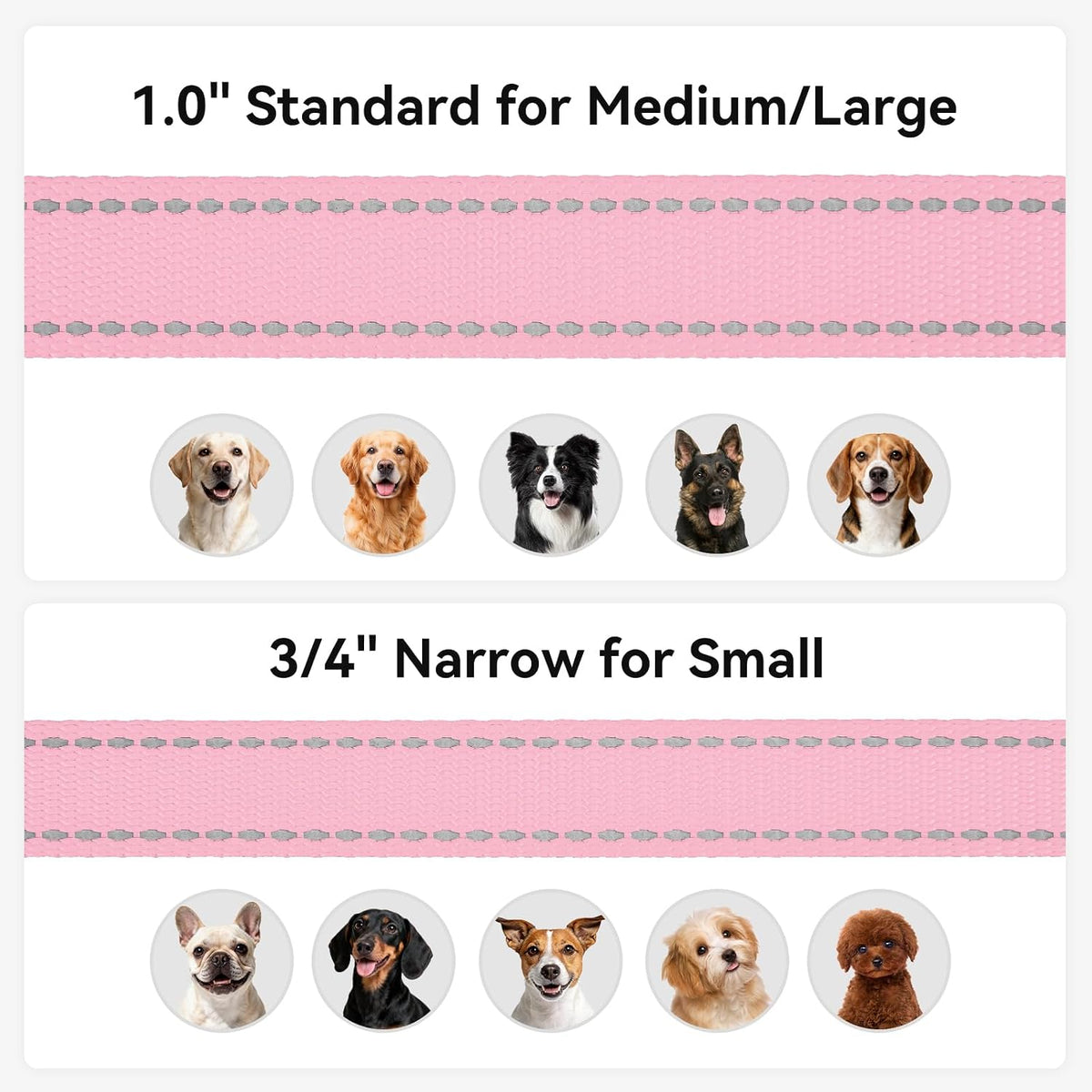 Padded Handle Dog Lead for Medium & Large Dogs, 1.8M X 2.5Cm, Pink