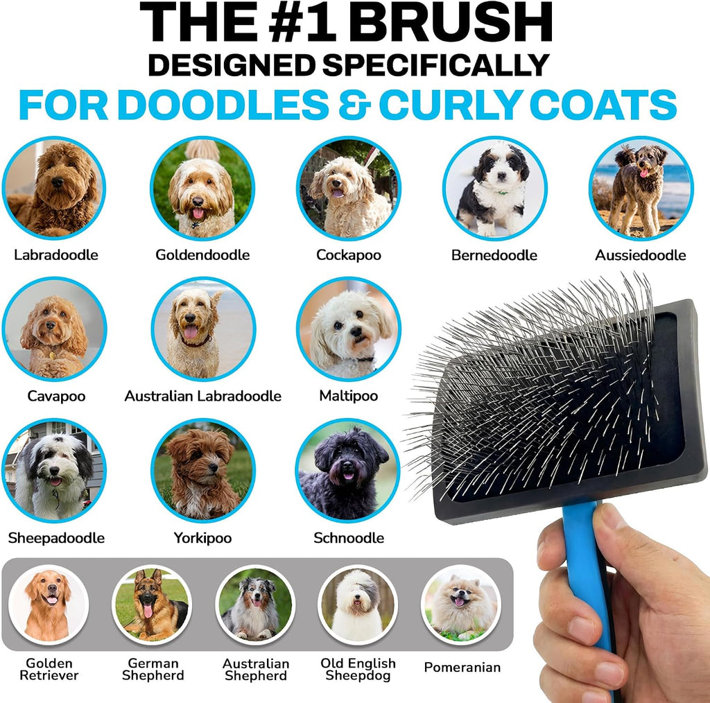 Slicker Dog Brush Curly Coat Detangler, Extra Long Pin