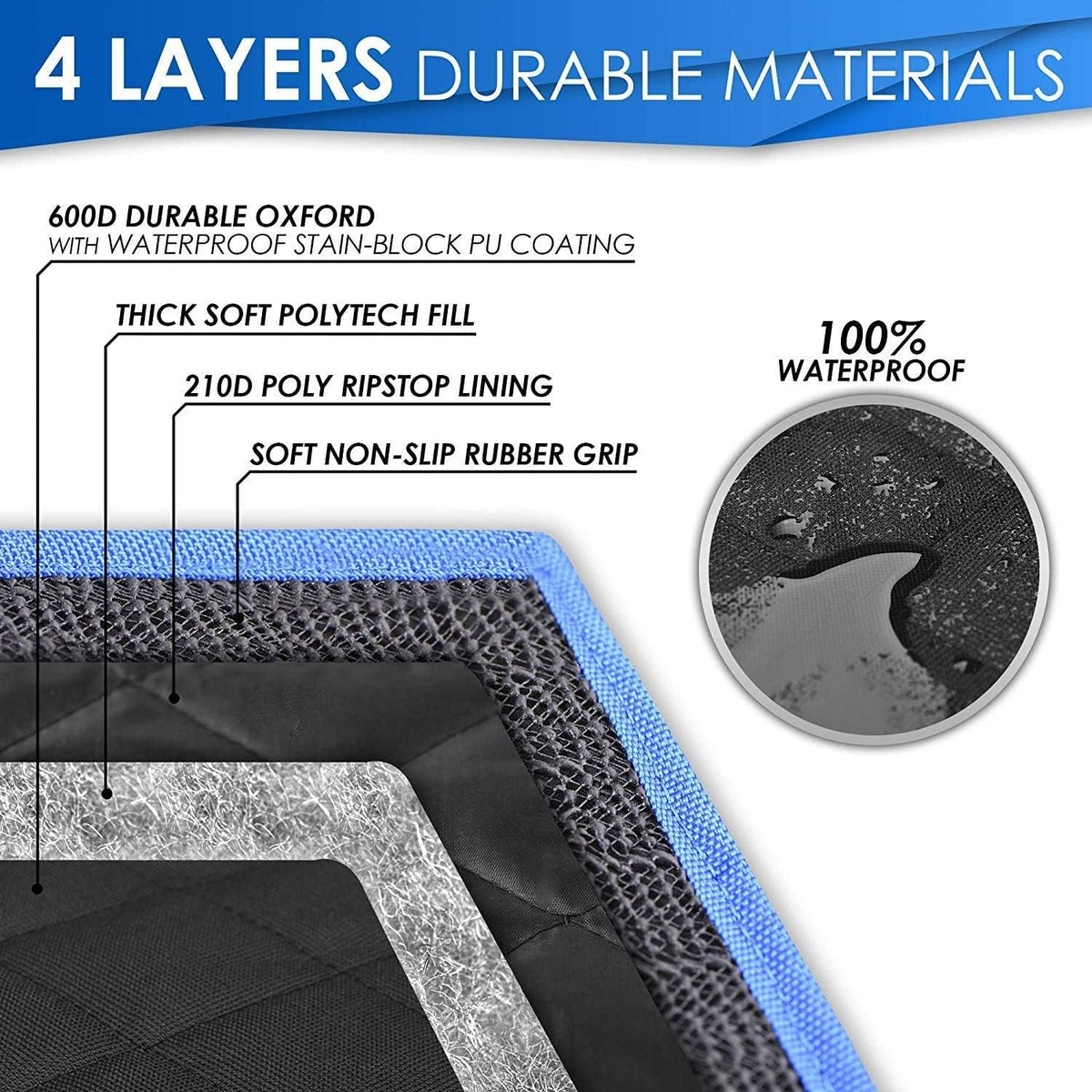 Dog Hammock for Car Back Seat with Mesh Visual Window, Side Flaps with Zipper, Padded 4 Layers Waterproof Heavy Duty Hammock with Storage Bag, Scratch Proof Nonslip Pet Car Seat Cover