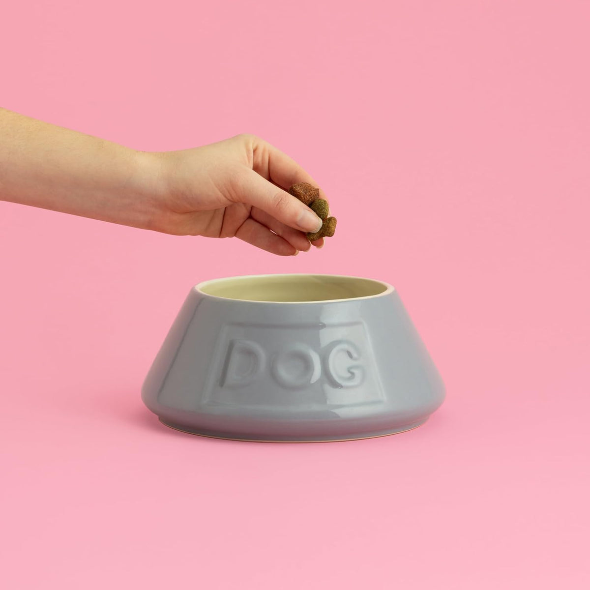 Grey Non Tip Dog Bowl 21 Cm Ceramic Dog Feeding Bowl for Food & Water, Non Slip & anti Spill Pet Bowl, Dishwasher & Freezer Safe