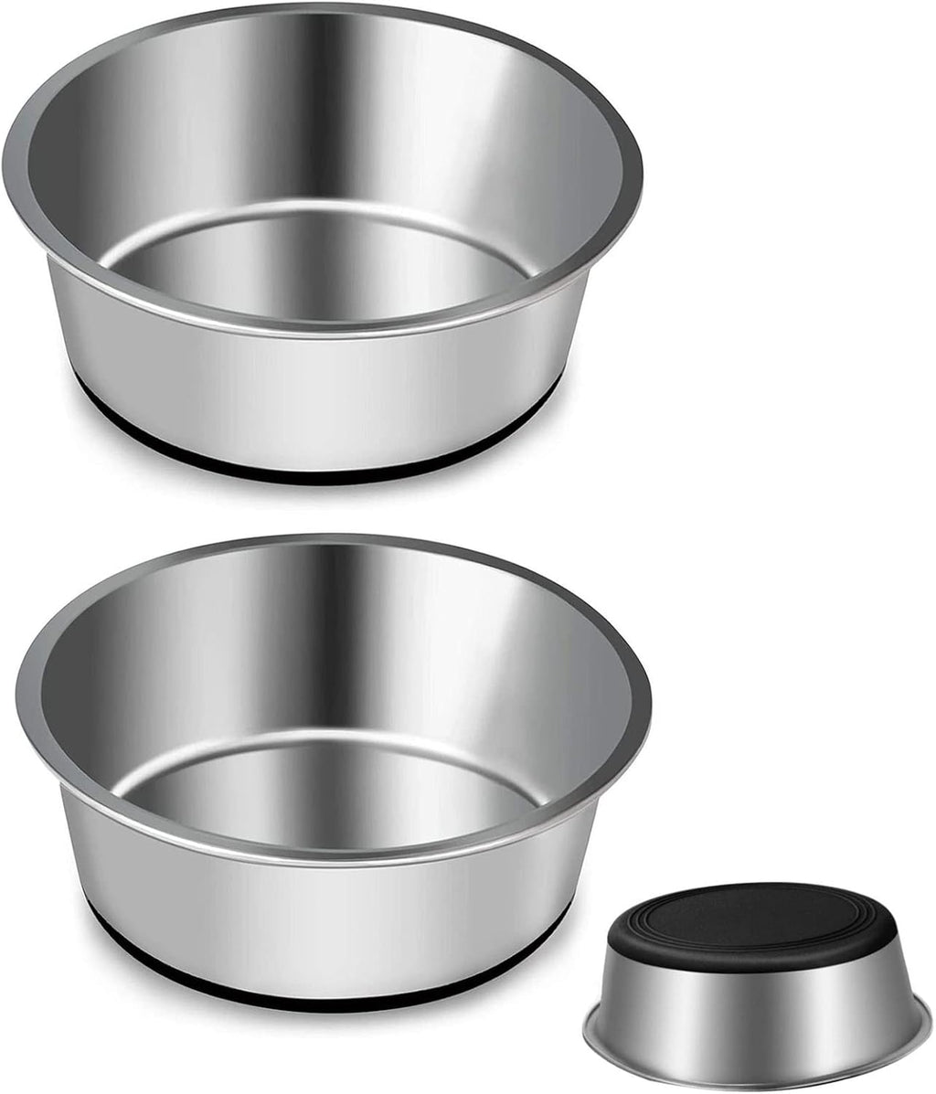 Stainless Steel Dog Bowls by , Water Bowl Feeder Dog Bowls with Non-Slip Silicone Bases, Pet Food Bowl, Dog Cat Plate Bowls for Medium and Large(S-14Cm)
