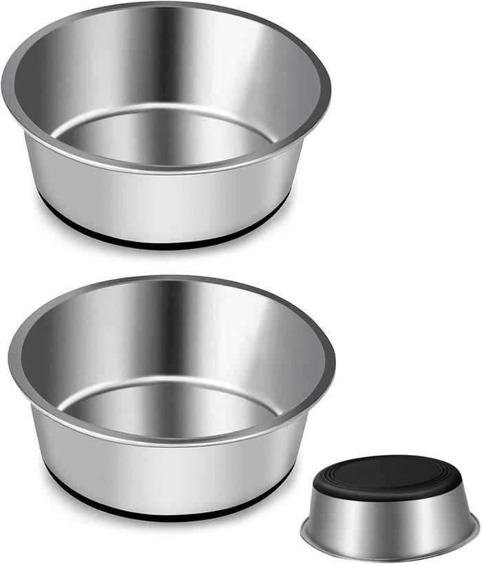 Stainless Steel Dog Bowls by , Water Bowl Feeder Dog Bowls with Non-Slip Silicone Bases, Pet Food Bowl, Dog Cat Plate Bowls for Medium and Large(S-14Cm)