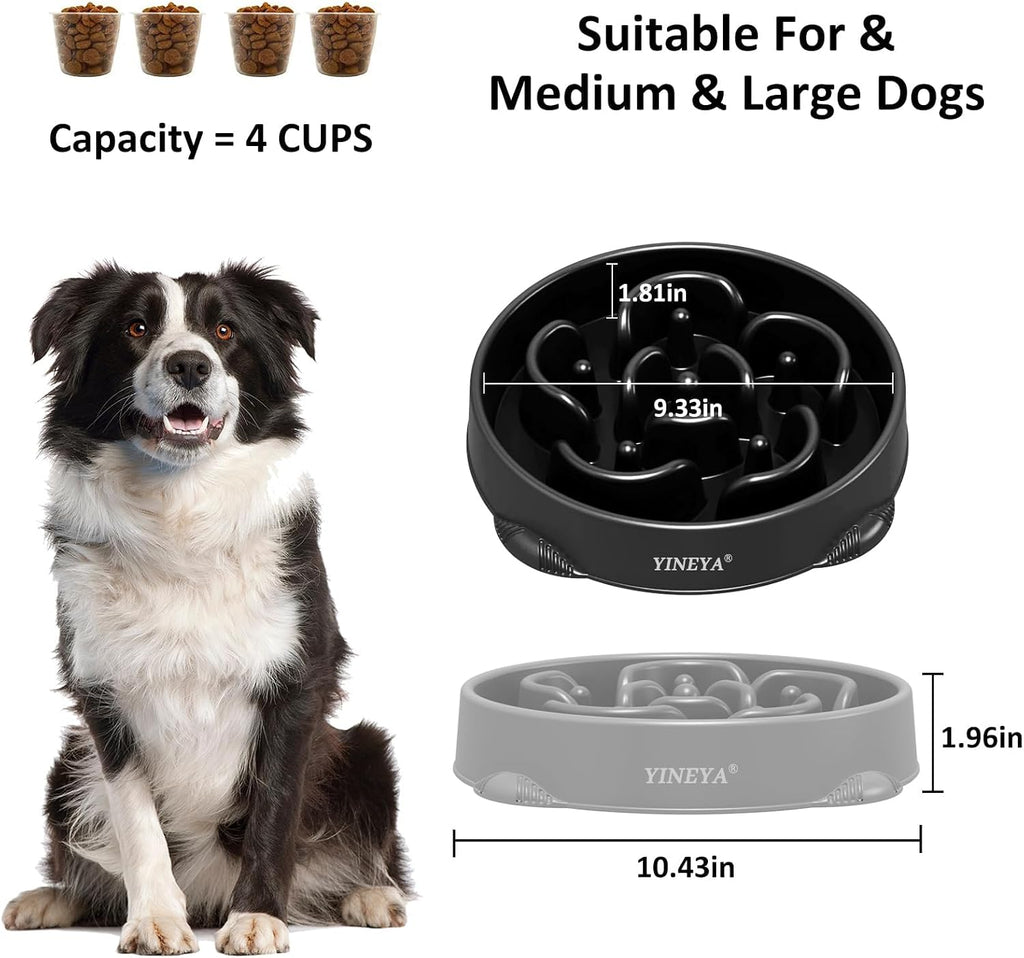4 Cups Slow Feeder Dog Bowls Large Breed Anti-Choking Healthy Eating