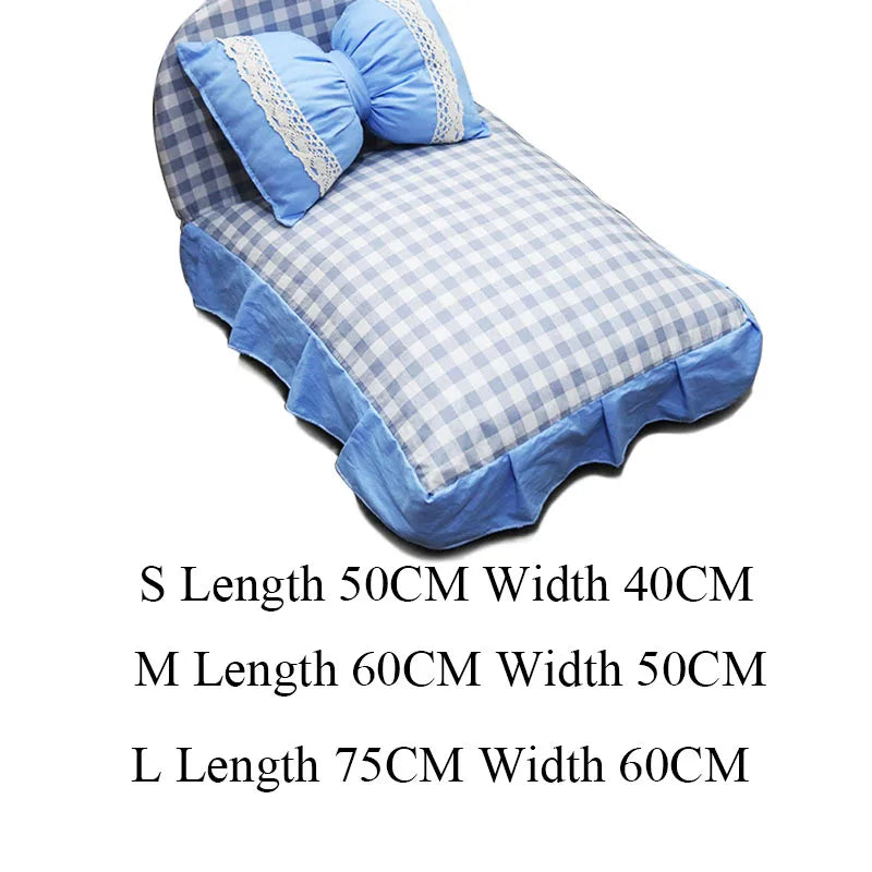 All Season Use Dog Bed Plaid Design Princess Style Cat Beds for Large Cats Washable Top Quality Cat Sleeping Bed