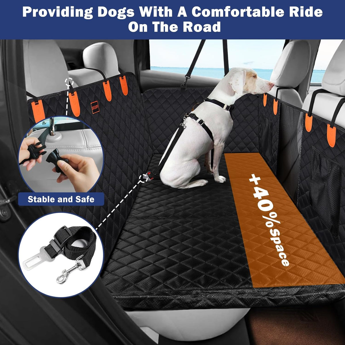 Back Seat Extender for Dogs - Dog Car Seat Cover for Dogs Waterproof & Foldable, Non-Slip Back Seat Cover with Hard Bottom for Cars, Trucks and Suvs, Suit for Travel Camping
