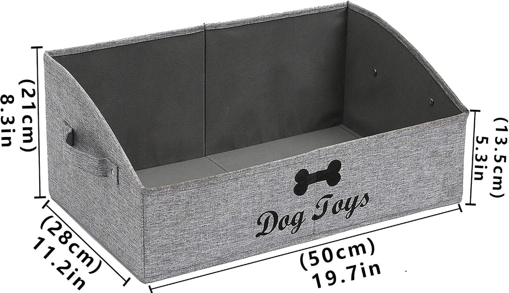 Dog Toy Box Pet Toy Storage Shallow Baskets Large Perfect for Living Room Area, Playroom, Closet, Shelf Gift Basket Home Decoration - Snow Grey