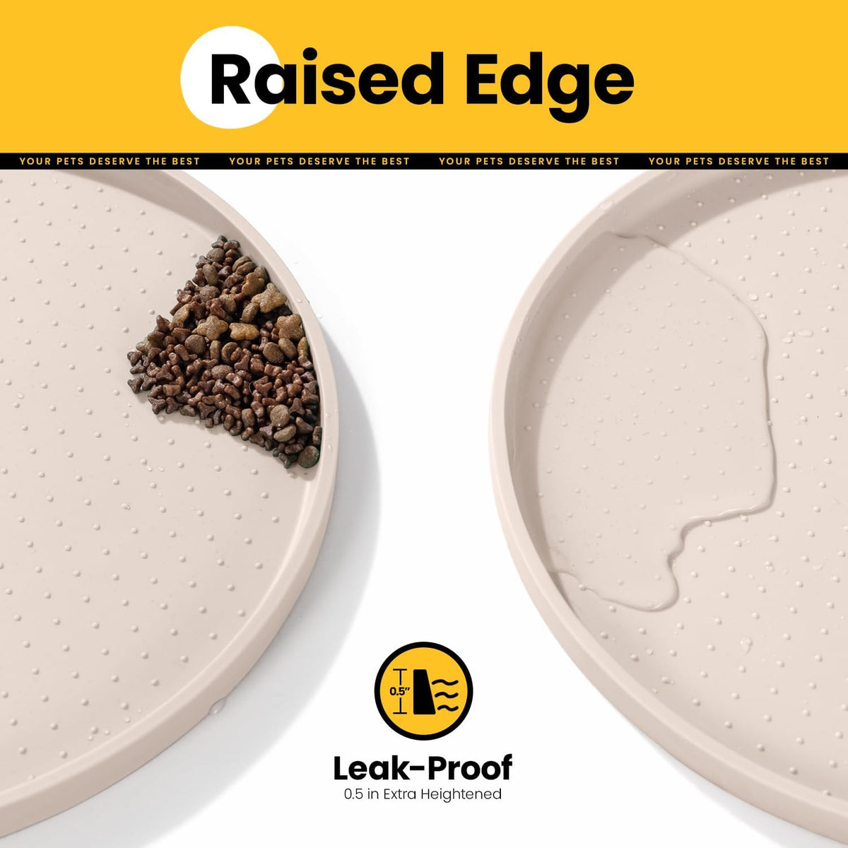 Cat Food Mat,1.2 Cm Raised Edges Dog Bowl Mat for Spill Containment,Bpa-Free Silicone Pet Food Mats for Floors Waterproof,Rubber Dog Feeding Mat for Food and Water Bowls