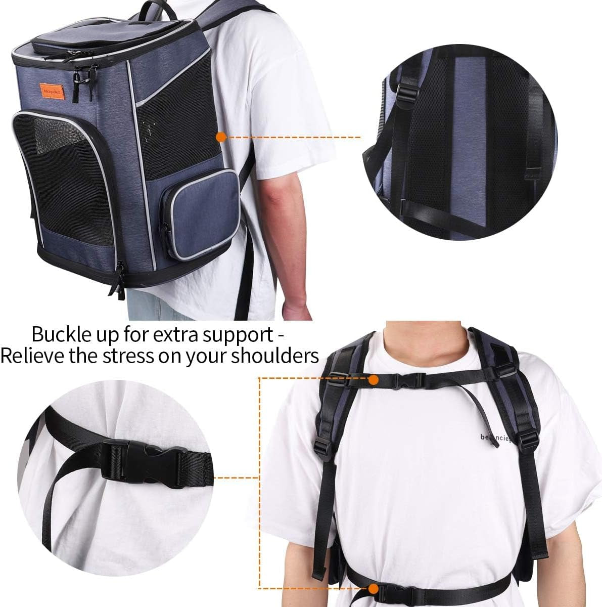 Cat Backpack Dog Backpack for Cats and Small Dogs 7 Kg, Foldable Pet Backpack with Inner Safety Lead and Shell
