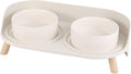 Raised Ceramic Cat Food Bowl Set - Elevated Dog Bowls with Non-Slip Stand - Tall Cat Dishes - 2 X 320 ML - 4.9 OZ - White