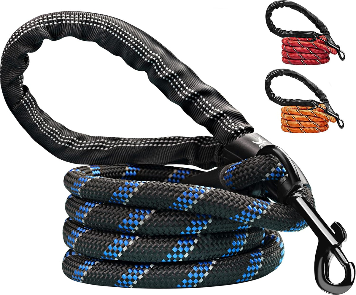 Dog Lead with Soft Padded and anti Slip Comfortable Rope Handle, 5 FT Strong Dog Leads, Highly Reflective Dog Leash for Puppy, Medium and Large Dogs