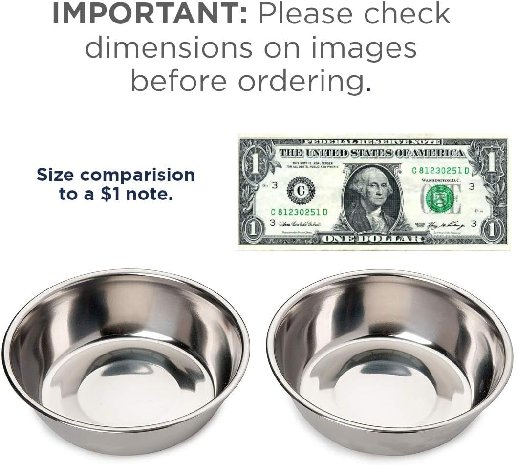 Two Piece Stainless Steel Dog Bowls for Pet Feeding Station. Perfect for Small Dogs and Cats.
