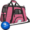 Airline Approved Pet Carrier for Cat, Soft Sided Dog Carrier for Small Dog, Cat Travel Supplies Accessories Indoor Cat, Ventilated Pet Carrying Bag Medium Large Kitten Puppy, Large Heather Pink