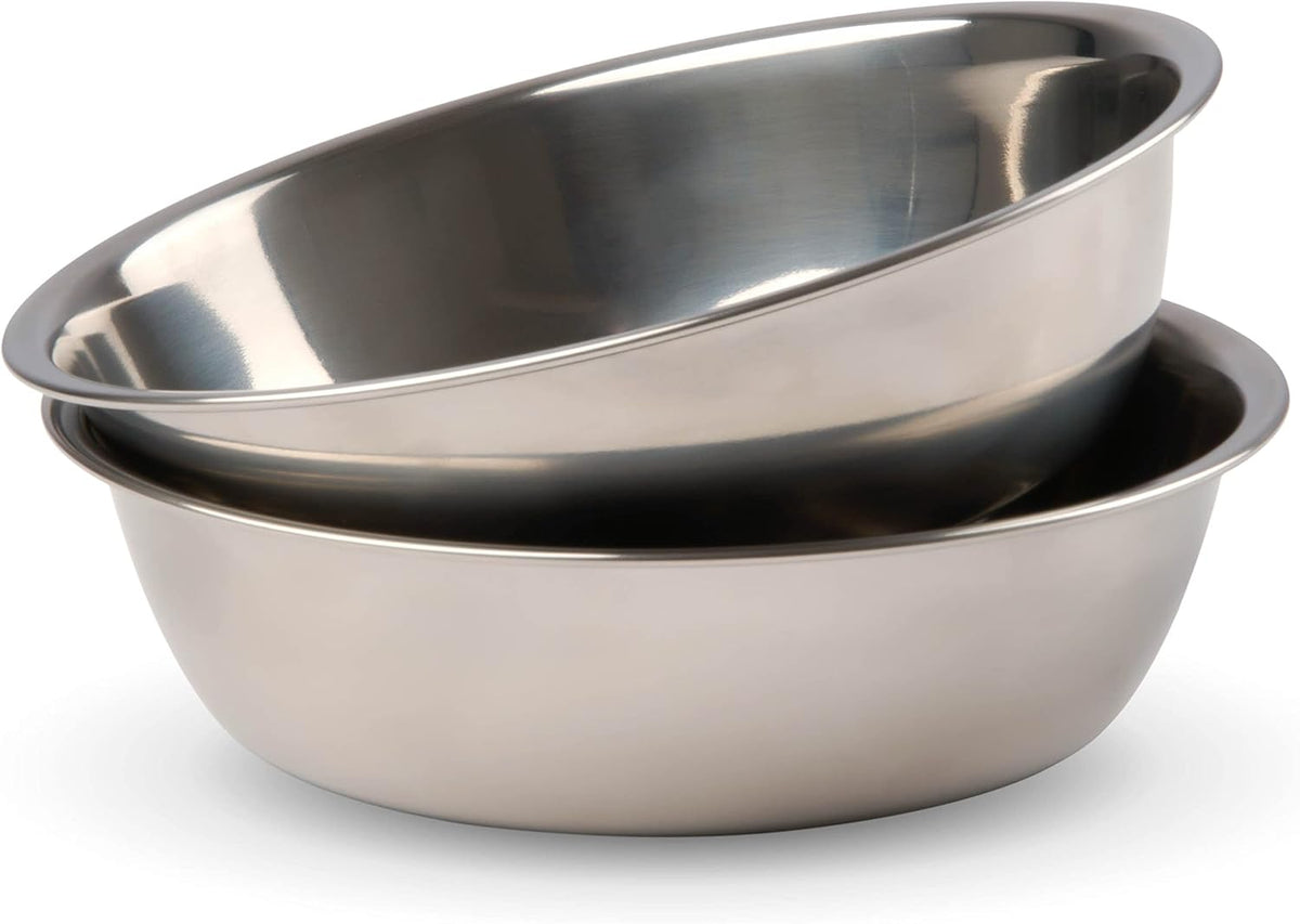Two Piece Stainless Steel Dog Bowls for Pet Feeding Station. Perfect for Small Dogs and Cats.