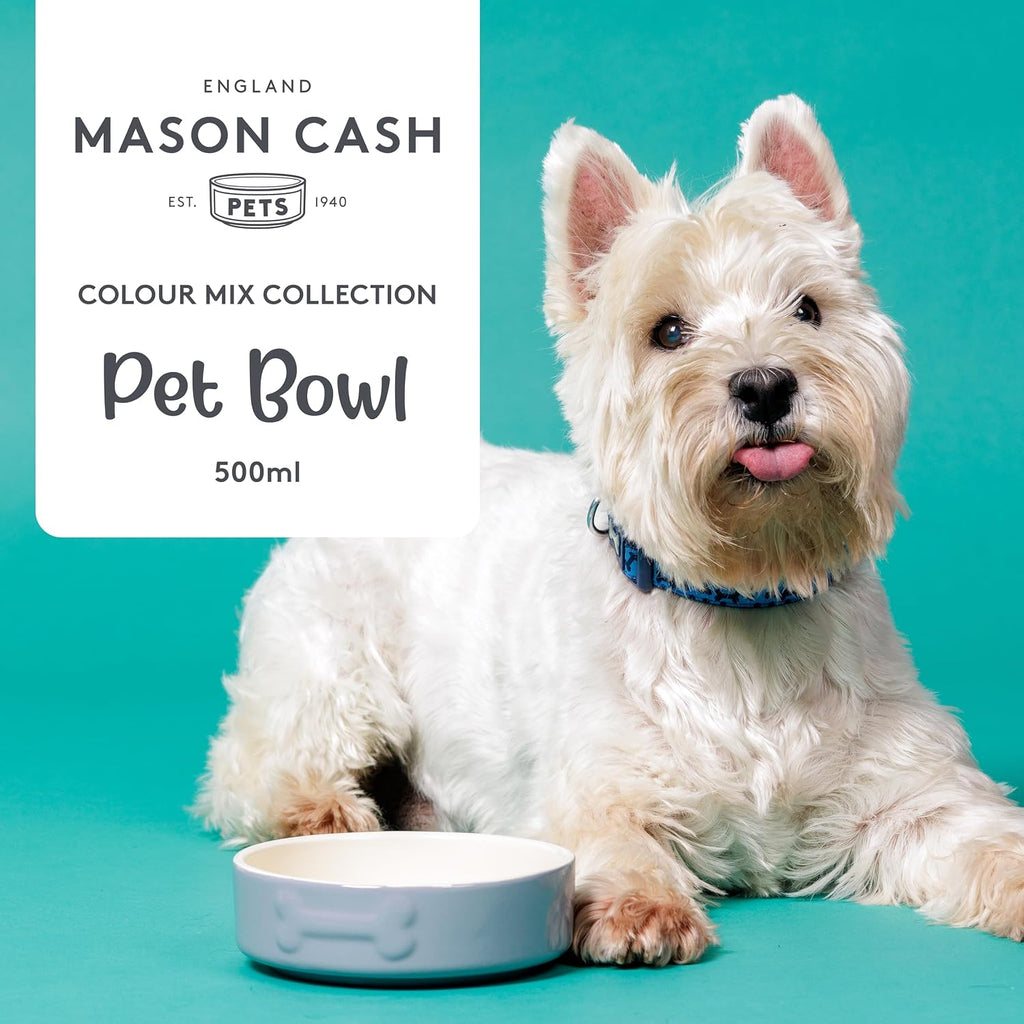 Colour Mix Grey Dog Bowl 15Cm |500Cml Capacity |Stoneware Pet Bowl for Food & Water | Dishwasher, Freezer & Microwave Safe