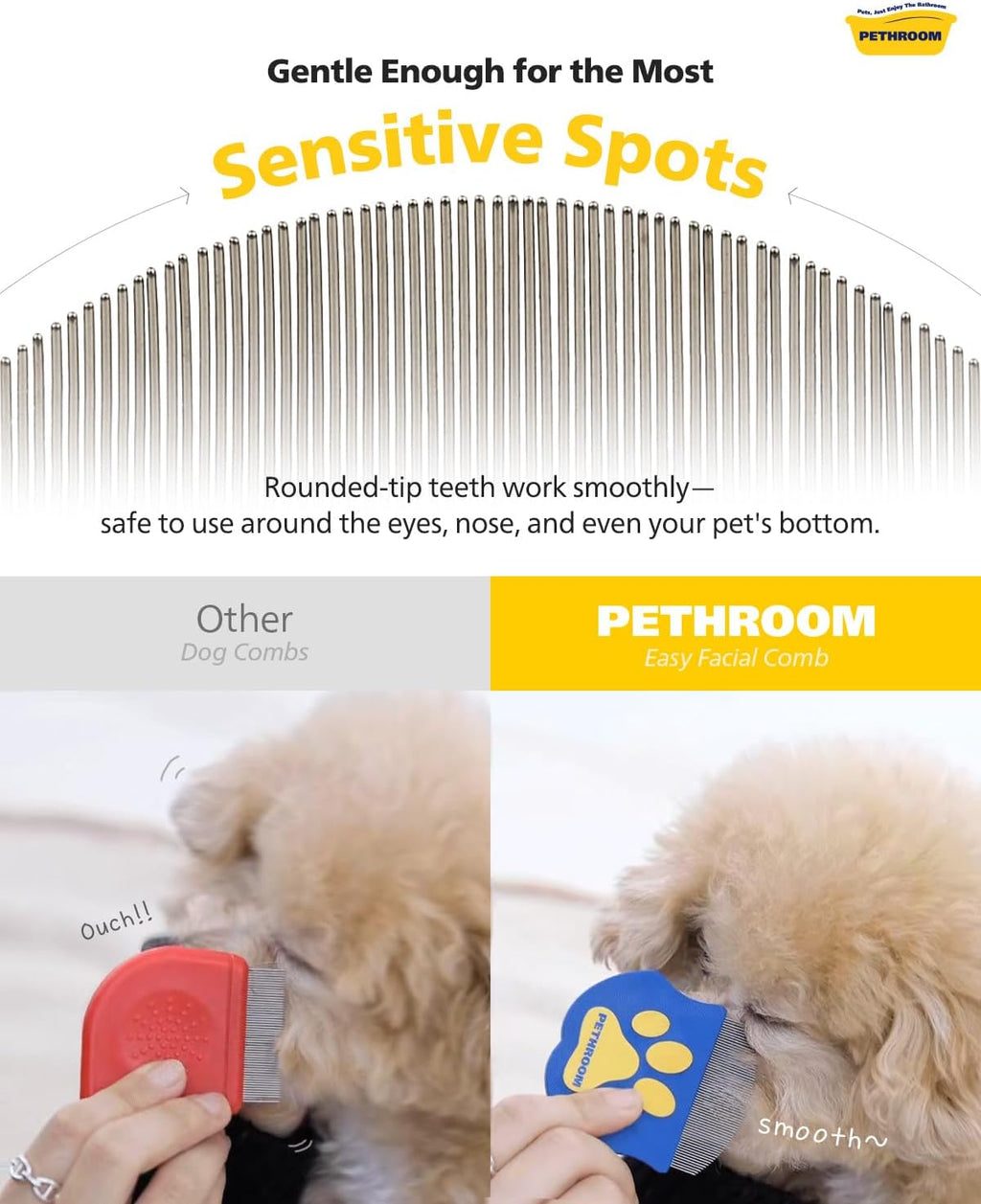 [] Professional Eye Comb for Pets | Stainless Steel Tear Stain Remover for Cats & Dogs | Gentle Round-Head Grooming Tool | Compact & Portable for Eye Gunk Removal