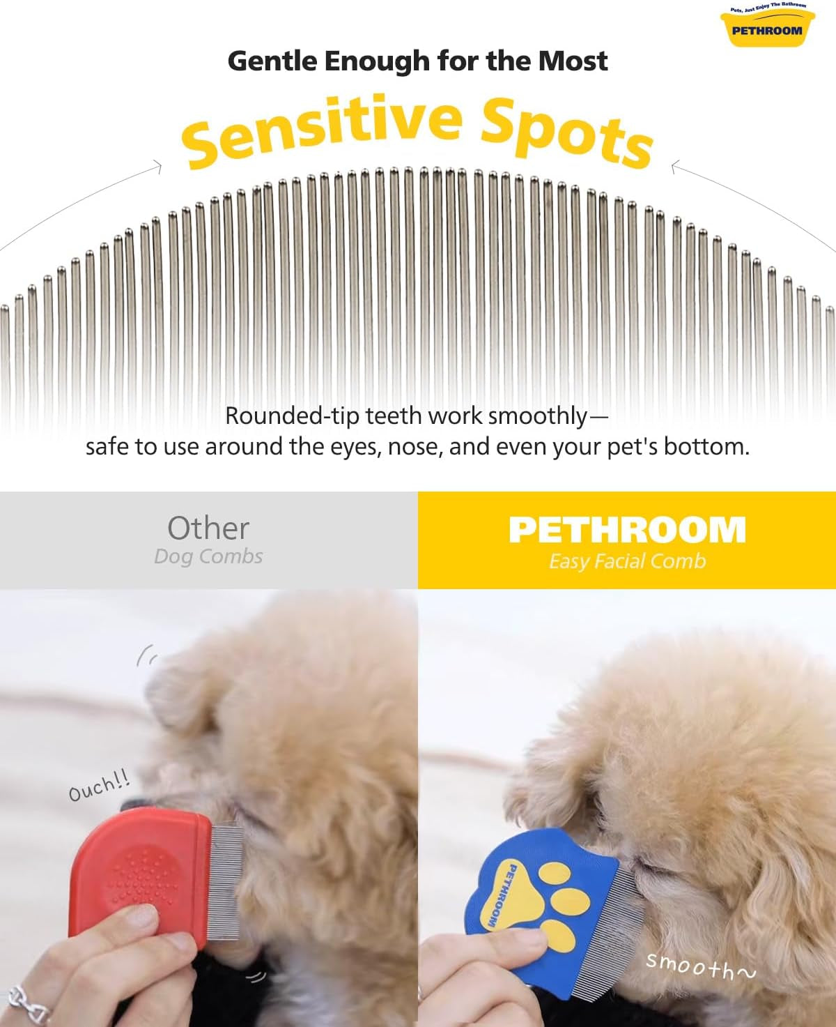 [] Professional Eye Comb for Pets | Stainless Steel Tear Stain Remover for Cats & Dogs | Gentle Round-Head Grooming Tool | Compact & Portable for Eye Gunk Removal