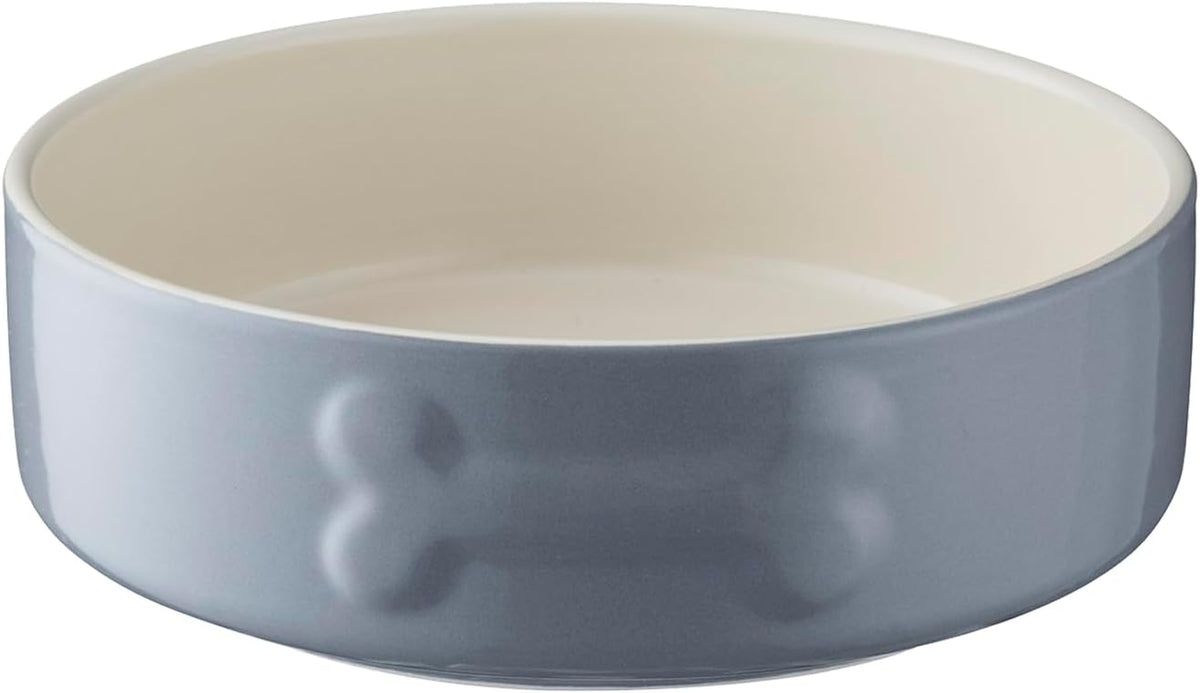 Colour Mix Grey Dog Bowl 15Cm |500Cml Capacity |Stoneware Pet Bowl for Food & Water | Dishwasher, Freezer & Microwave Safe