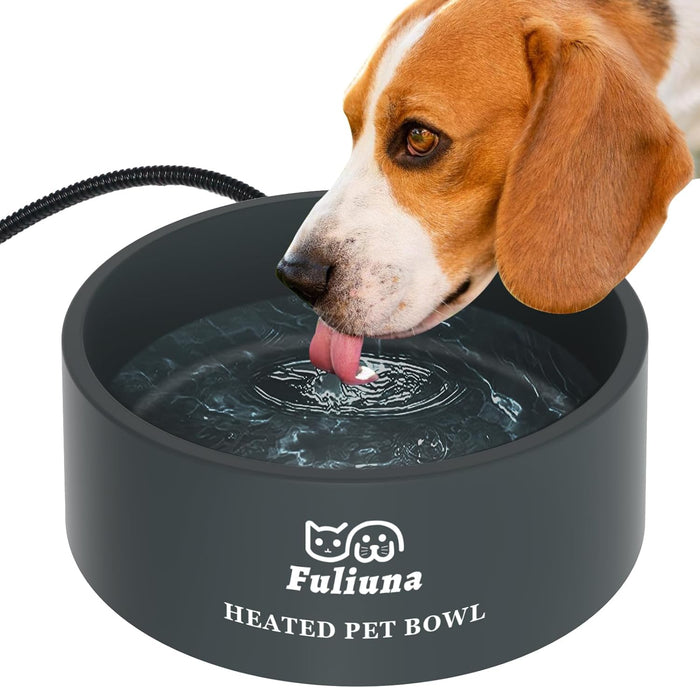 Outdoor Heated Pet Bowl with Chew Resistant Cord, Thermal Bowl Provides Drinkable Water in Winter for Dogs, Cats, Rabbits, Chickens, Ducks - 0.85 Gallon